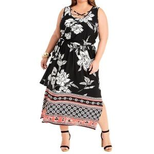 ASHLEY Stewart Size 30/32 (5X) Sleeveless Belted Border Maxi Dress (J31.10)